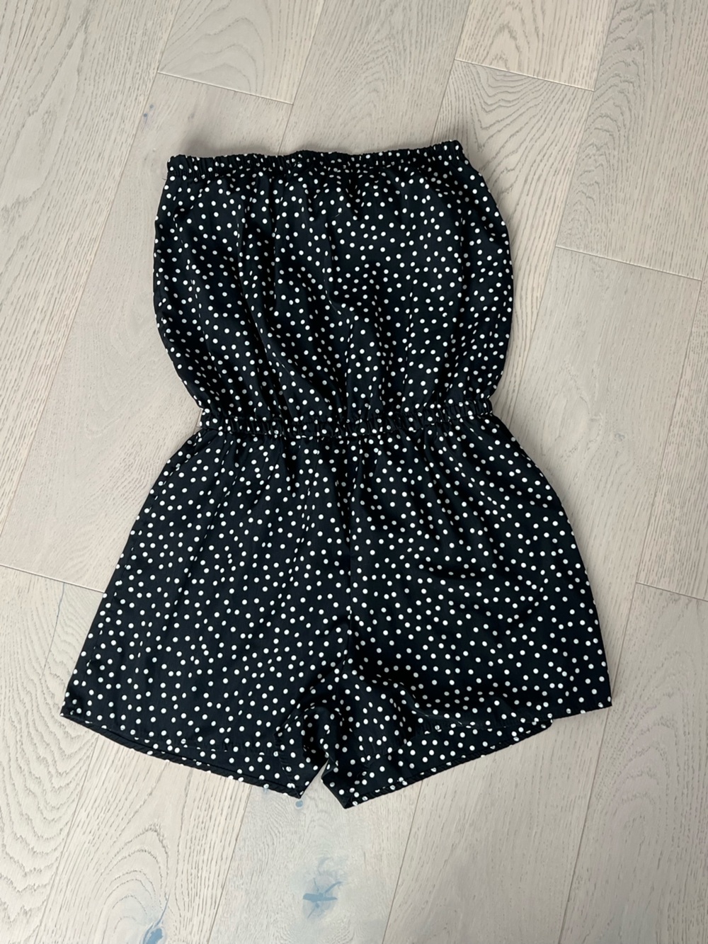 Strapless Black Polka Dot Mini Romper